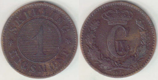 1867 Denmark 1 Skilling A005960